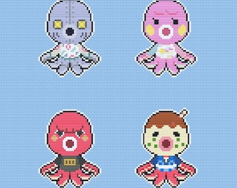 Poulpe Animal Crossing Villager, motif de point de croix à télécharger en PDF