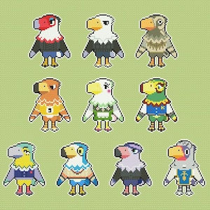 Modèle de point de croix Animal Crossing Aigles à télécharger en PDF