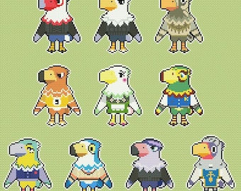 Modèle de point de croix Animal Crossing Aigles à télécharger en PDF