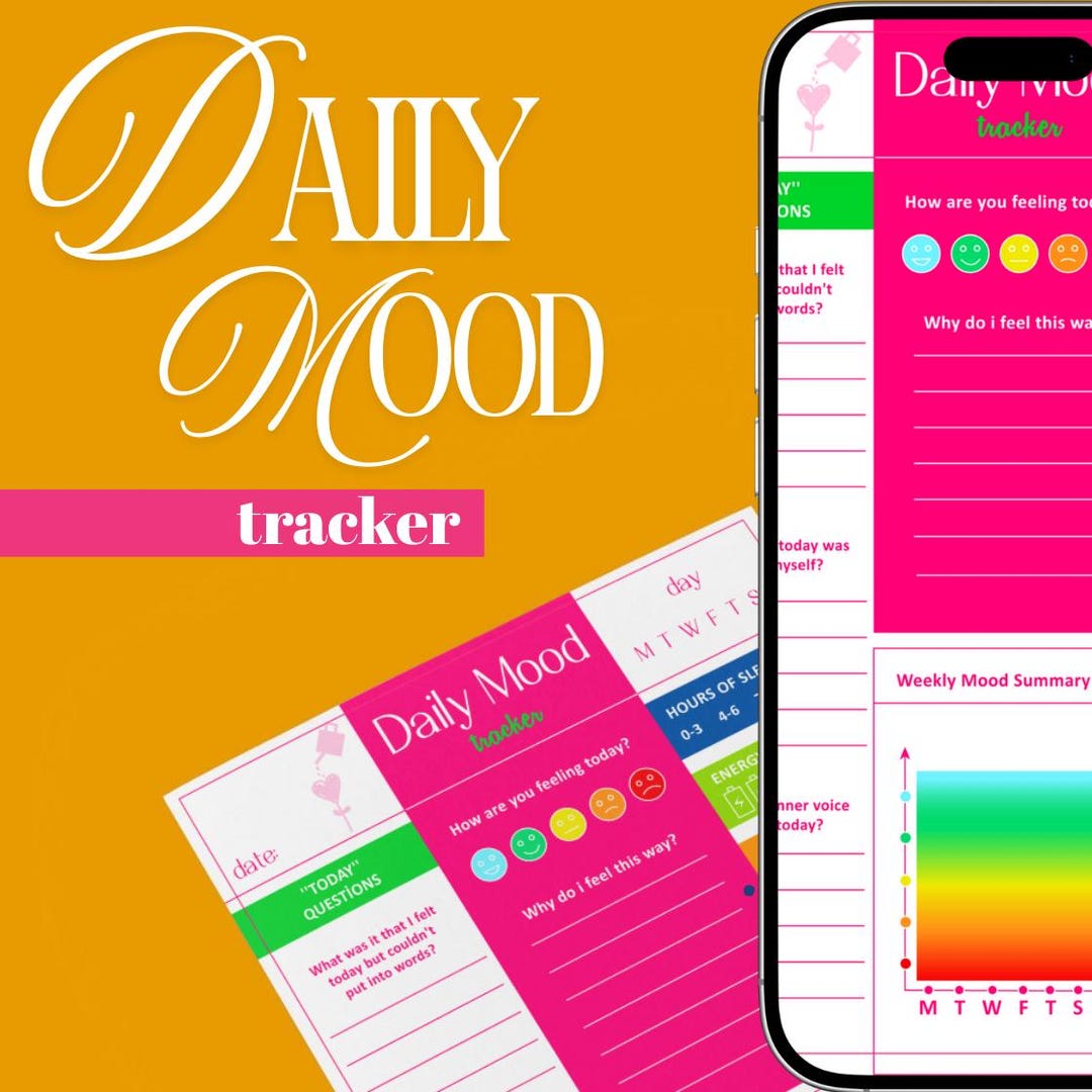 Daily Mood Tracker | Printable & Digital Mental Health Journal | Self ...