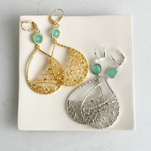 Turquoise Chandelier Earrings Dangle Earrings Statement Earrings Jewelry Gift Modern Drop Earrings Chandelier Earrings Gift image 3