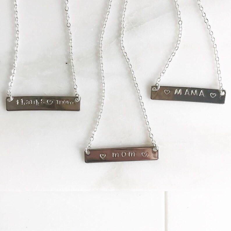 Mother/'s Day Necklace Silver Bar Necklace Grandma Necklace. Mother/'s Day Bar Necklace Mother/'s Day Gift Mothers Day Jewlery Gift