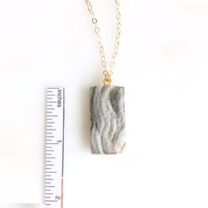 Grey Druzy Rectangle Necklace in Gold. Druzy Necklace image 4