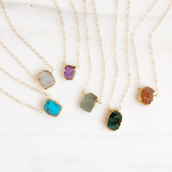 etsy gemstone necklace