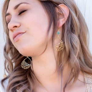 Turquoise Chandelier Earrings Dangle Earrings Statement Earrings Jewelry Gift Modern Drop Earrings Chandelier Earrings Gift image 4