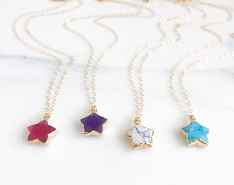 Star Necklace. Gemstone Star Necklace. Stone Necklace. Simple Necklace. Layering Necklace. Jewelry.