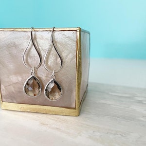 Silver Charcoal Drop Earrings. Charcoal Grey Teardrop Drop Earrings. Gift for Her. Dangle Earrings. Modern Drop Earrings. Christmas Gift. image 6
