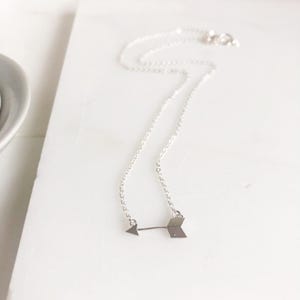 Silver Arrow Layering Necklace. Silver Layering Necklace. Simple Silver Necklace. Silver Plated.