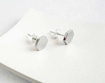 Minimalist Hexagon Stud Earrings: Stainless Steel Geometric Posts
