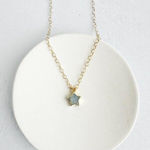 Mother of Pearl Star Necklace: 14k Gold Filled, Dainty Layering Jewelry