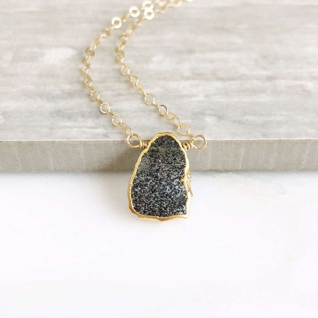 Gemstone Slice Necklace in Gold. Goldstone Slice Gemstone - Etsy