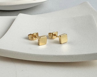 Square Stud Earrings | Gold Earrings | Dainty Post Earrings | Gold Studs | Geometric Studs | Minimalist Earrings