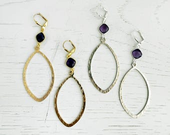 Amethyst Marquise Statement Earrings