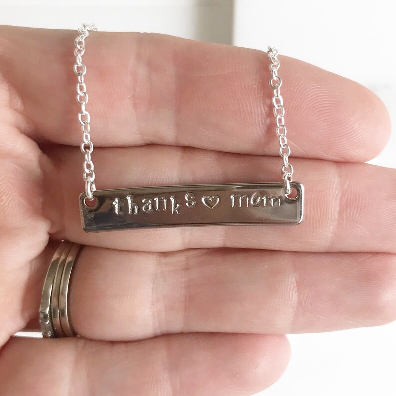 Mother/'s Day Necklace Silver Bar Necklace Grandma Necklace. Mother/'s Day Bar Necklace Mother/'s Day Gift Mothers Day Jewlery Gift