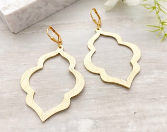 Geometric Statement Earrings in Gold. Gift for Her. Gift Under 20. Gold Statement Dangle Earrings.  Christmas Gift. Holiday Gift.