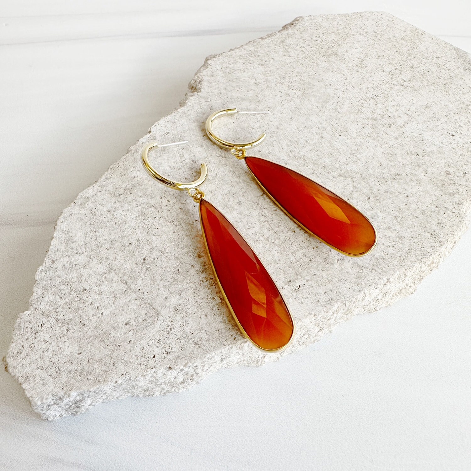 Carnelian drop earrings deals