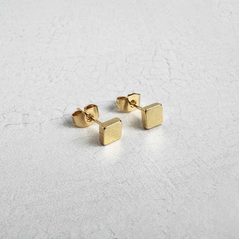 Square Stud Earrings Gold Earrings Dainty Post Earrings Gold Studs Geometric Studs Minimalist Earrings image 3