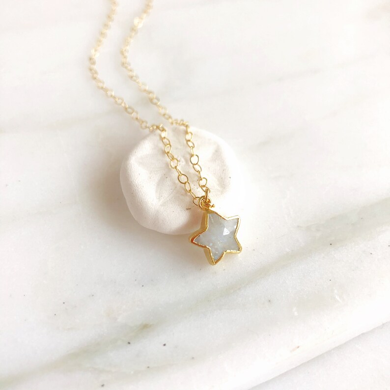 Moonstone Star Necklace in Gold. Moonstone Star Necklace. Etsy