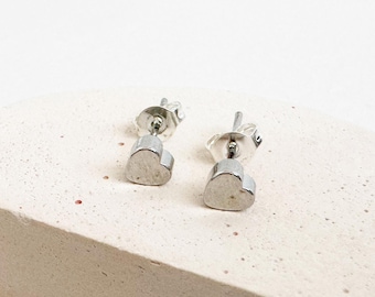 Heart Stud Earrings: Dainty Silver Minimalist Posts
