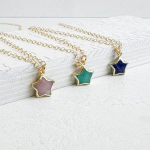 Dainty Gemstone Star Necklace. Crystal Star Necklace. Simple Layering Necklace