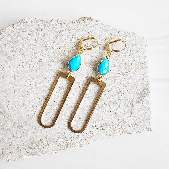 Fashion Drop Turquoise Blue Dangle Earrings