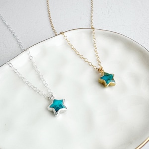 Turquoise Star Necklace | 14k Gold Filled | Sterling Silver | Gemstone Necklace | Dainty Layering Necklace | Simple Jewelry | Gift for Her