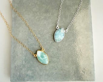 Larimar Vertical Marquise Bezel Necklace