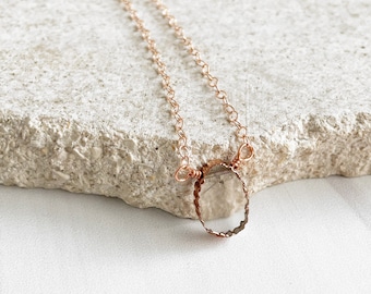 Gemstone Slice Necklace in Rose Gold. Scalloped Crystal Rose Gold Dainty Necklace. Every Day Necklace