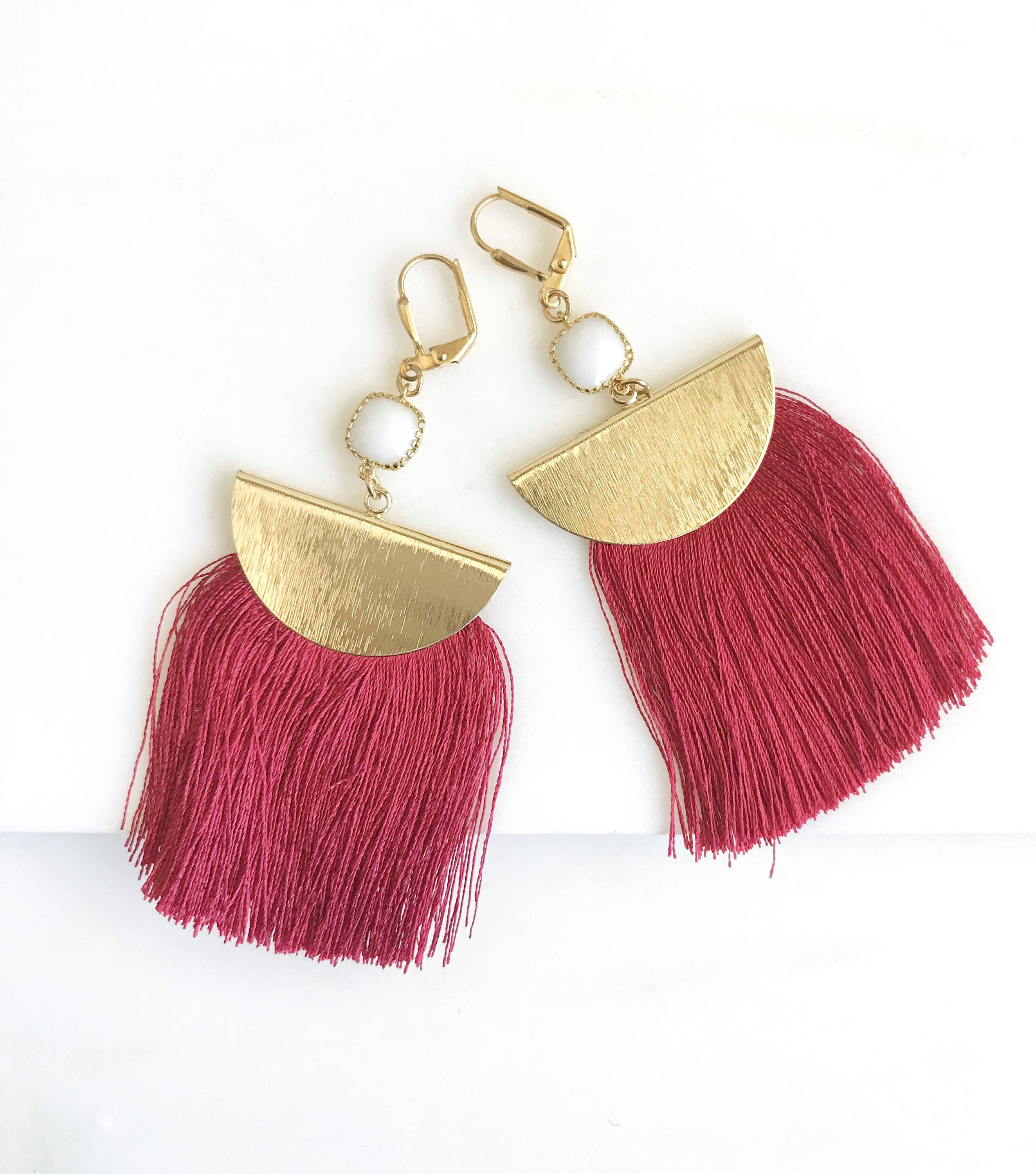 Red Tassel Earrings Chandelier Dangle Red Tassel Earrings Chandelier Dangle Statement Jewelry Gold Gift