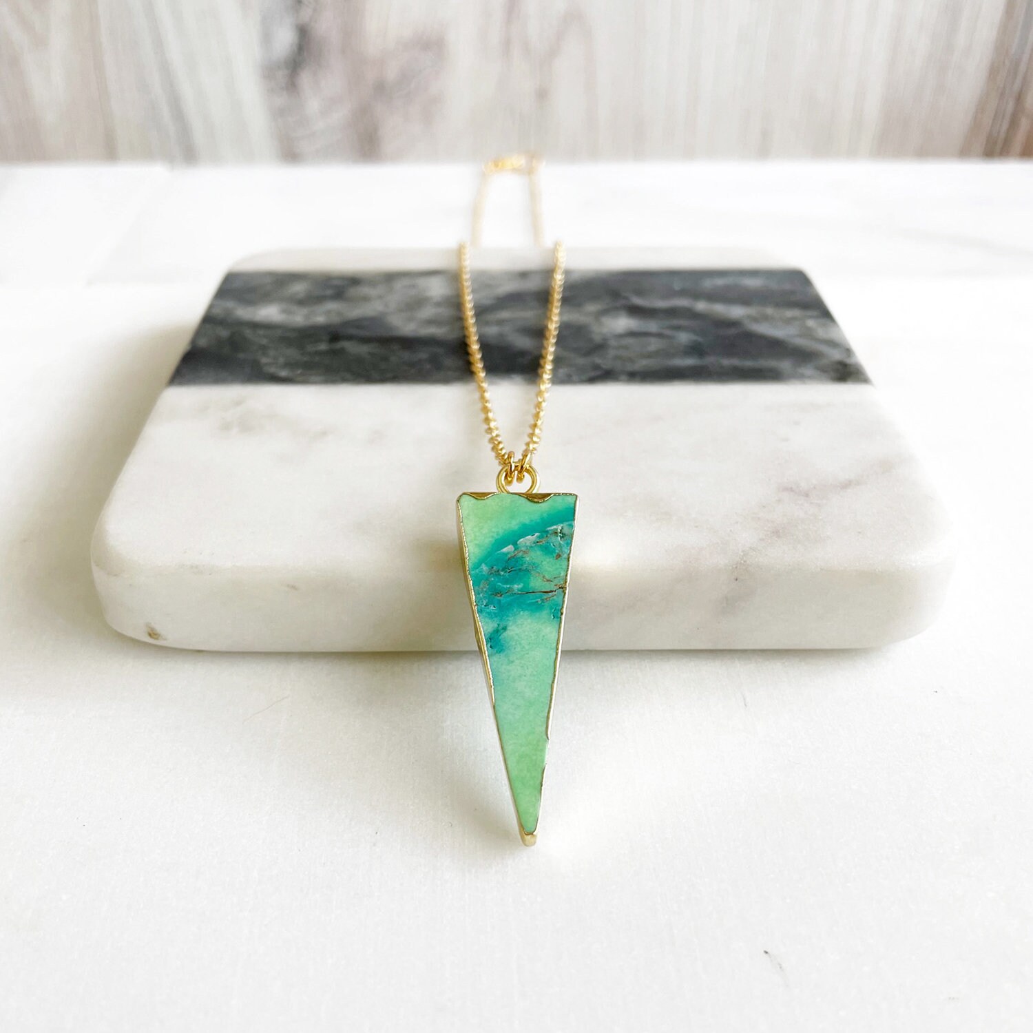 Turquoise triangle necklace deals