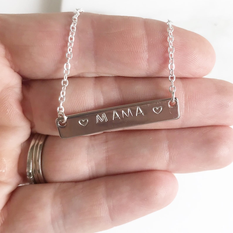 Mother/'s Day Necklace Silver Bar Necklace Grandma Necklace. Mother/'s Day Bar Necklace Mother/'s Day Gift Mothers Day Jewlery Gift