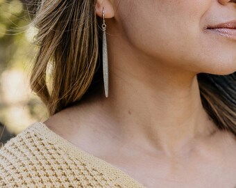 Long Bar Earrings | Brushed Silver | Simple Earrings | Silver Drop Earrings | Modern Jewelry | Gifts for Her