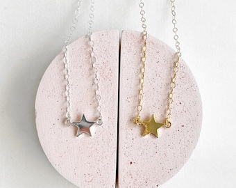Dainty Star Necklace: 14k Gold Filled or Sterling Silver Layering Necklace