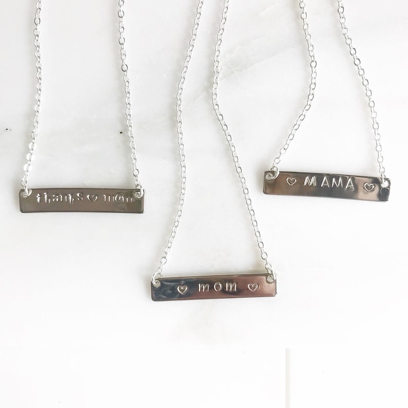 Mother/'s Day Necklace Silver Bar Necklace Grandma Necklace. Mother/'s Day Bar Necklace Mother/'s Day Gift Mothers Day Jewlery Gift