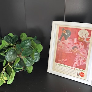 Vintage Coca-Cola ‘Zing!’ Poster – Valentine’s Day Dance Scene (1960s Original Ad)