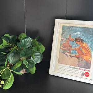 Vintage Coca‑Cola ‘Zing!’ Poolside Ad • 1960s Framed Coke Magazine Print • Americana Wall Decor