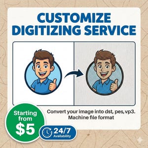 Custom Embroidery Digitizing – Convert Logo or Image into DST, Pes, Jef, Exp, Vp3 Files