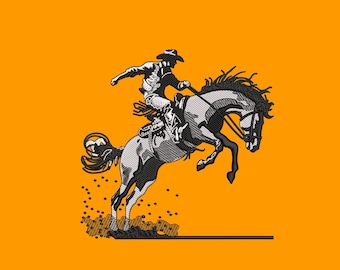 Cowboy Riding Horse Embroidery Design