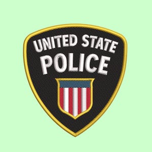 アメリカ警察バッジ刺繍デザイン（10 cm）（即時ダウンロード）