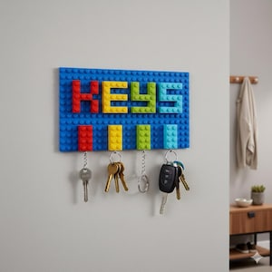 Brick Keyring Wall Mountable Key Hanger Key Storage Holder Made with Lego