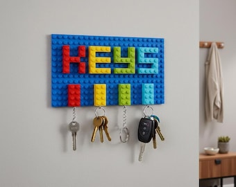 Brick Keyring Wall Mountable Key Hanger Key Storage Holder Made with Lego