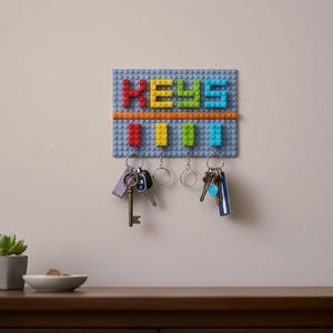 Brick Keyring Wall Mountable Key Hanger Key Storage Holder Made with Lego
