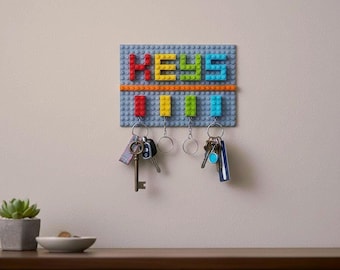 Brick Keyring Wall Mountable Key Hanger Key Storage Holder Made with Lego