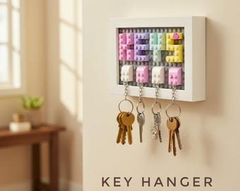 Brick Keyring Wall Mountable Key Hanger Storage Holder with wooden Frame