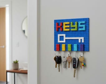 Brick Keyring Wall Mountable Key Hanger Key Storage Holder Made with Lego