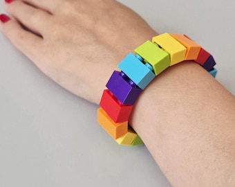 armband gemaakt met lego 2x1 stenen regenboogkleuren cadeau-ideeën polsbandje polsbandje polsbandje