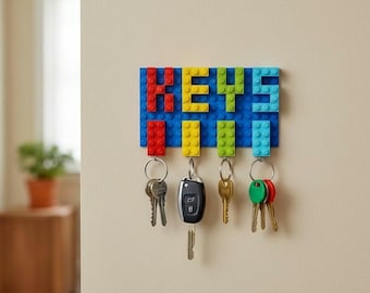 Brick Keyring Wall Mountable Key Hanger Key Storage Holder Made with Lego