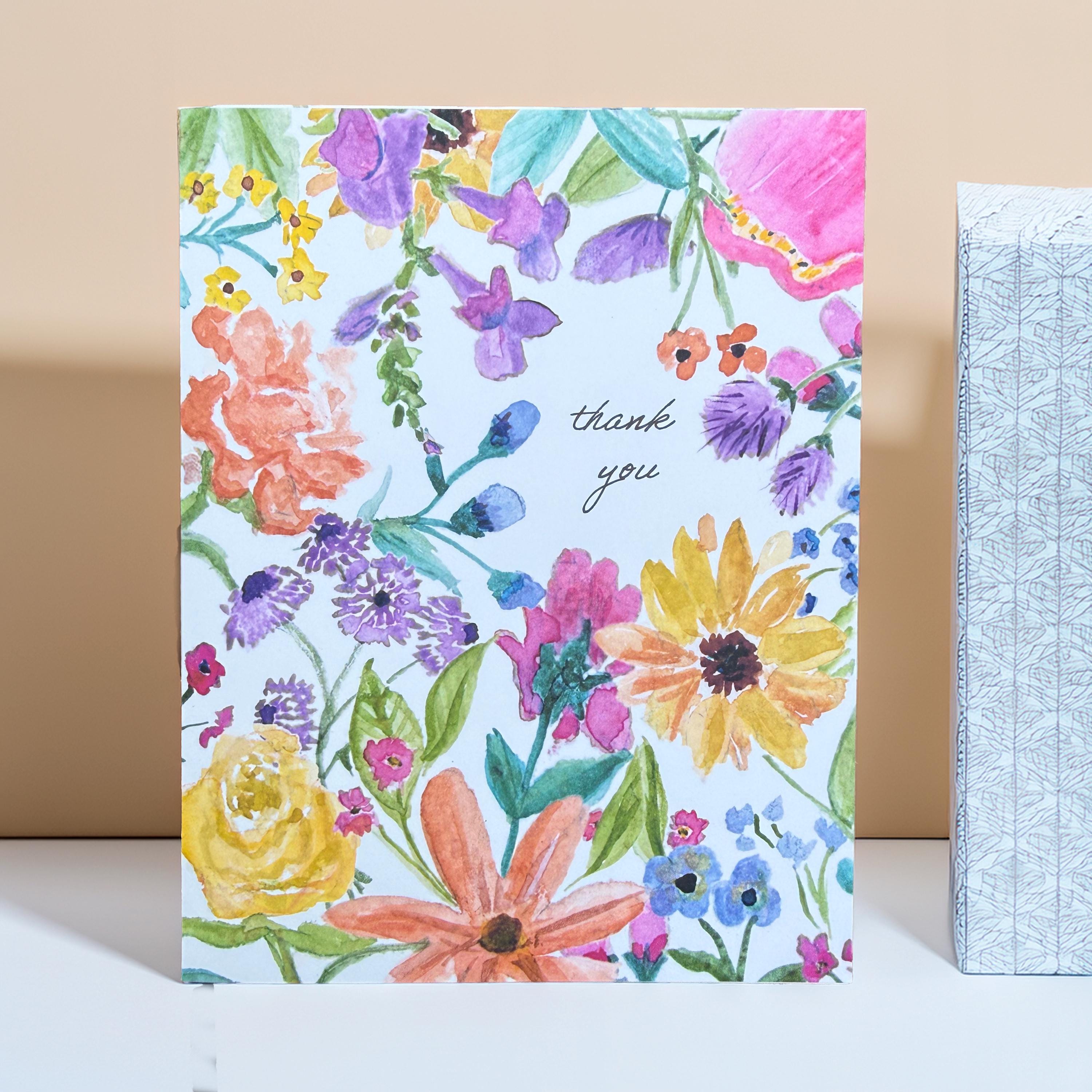 Hand-made Watercolor Floral Thank You Card - Etsy