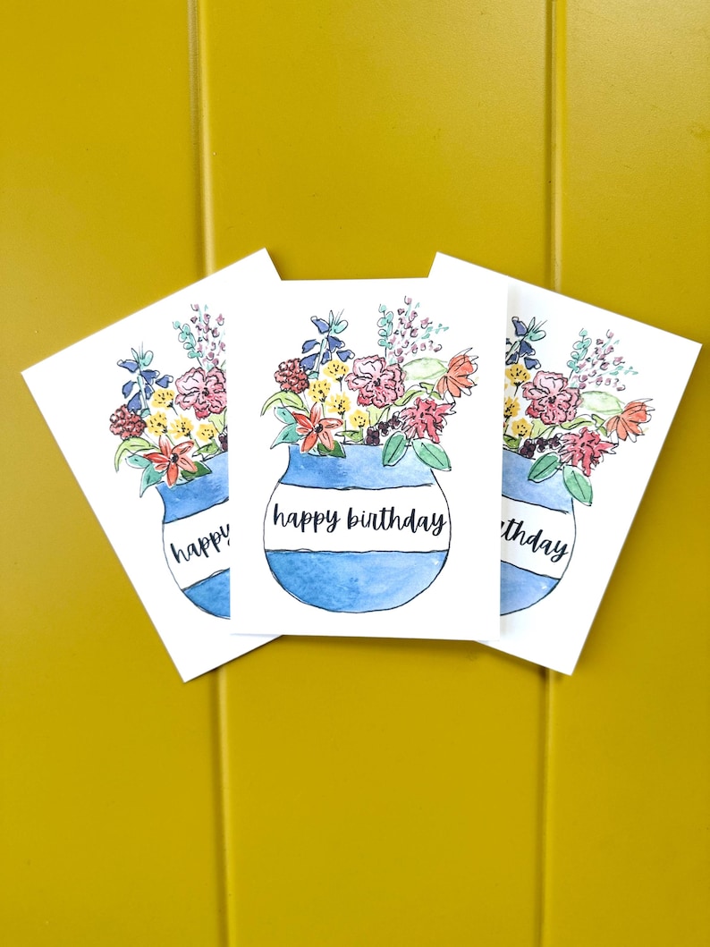 Floral Birthday Card Set: Handmade Watercolor Greeting Cards - Etsy
