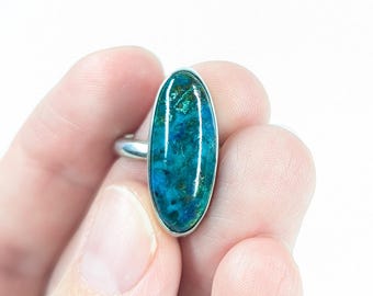 Stone Ring Blue Green Chrysocolla Ring size 7.5